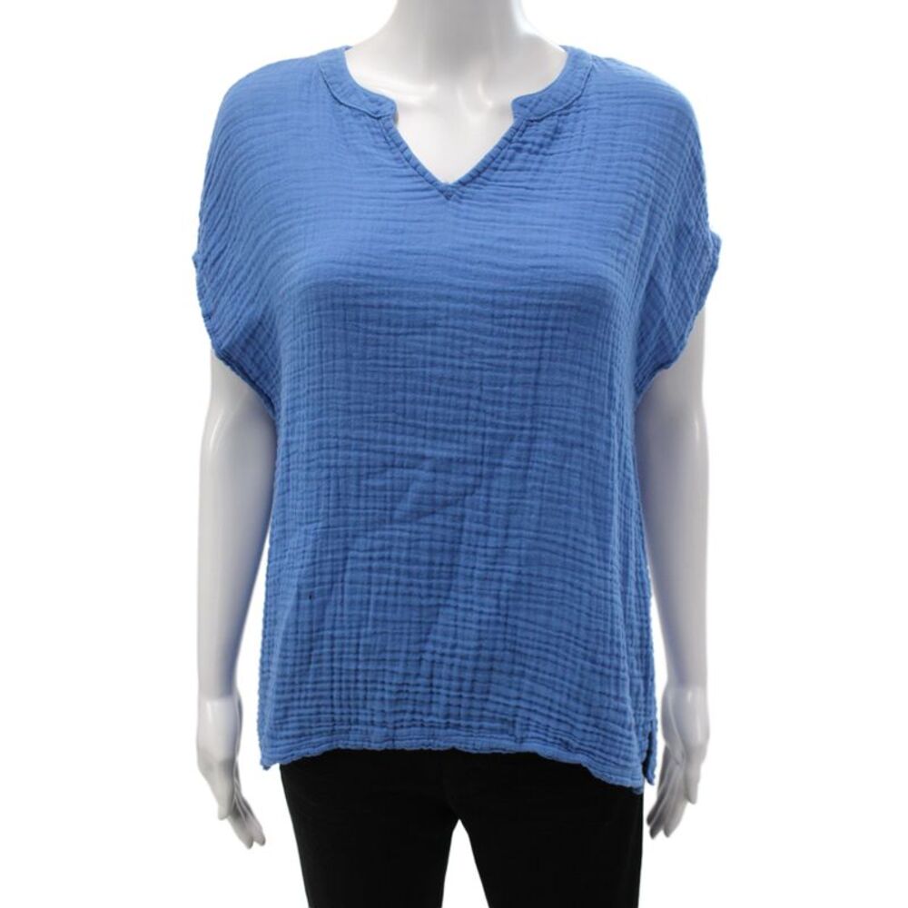 Michael Stars Women Blue V-Neck Sleeveless Basic Blouse Size XS